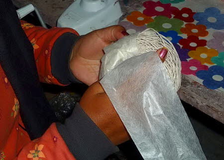 Wrapping the Lokta twine 